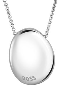 Kette mit Anh&auml;nger BOSS "NUGGET", silber (edelstahlfarben), Halsketten, Damen, Edelstahl, L: 50,5 B: 2mm, Kette mit Anh&auml;nger, B:2mm