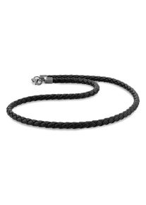 Lederband Kuzzoi "Halskette Herren Lederkette Geflochten Schwarz 925 Silber" Gr. 50, silber, Halsketten, Herren, 50, ohne Stein, Silber 925 (Sterlingsilber), Lederband
