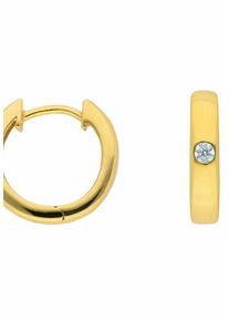 Adelia&acute;s Paar Creolen ADELIA&acute;S "585 Gold Ohrringe Creolen mit Zirkonia &Oslash; 13,6 mm", gold, Ohrringe, Damen, Gelbgold 585, Paar Creolen