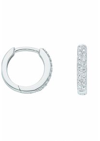 Adelia&acute;s Paar Creolen ADELIA&acute;S "585 Wei&szlig;gold Ohrringe Creolen mit Zirkonia &Oslash; 13,1 mm", silber, Ohrringe, Damen, Wei&szlig;gold 585, Paar Creolen