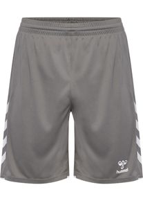 Trainingsshorts Hummel "HMLCORE 2.0 SHORTS", Herren, Gr. XXXL (58), N-Gr, steel gray, wei&szlig;, Obermaterial: 100% Polyester, Hosen Trainingsshorts, aus Interlock-Stoff, atmungsaktiv, schnelltrocknend