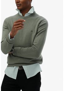 Strickpullover Superdry "ESSENTIALS COTTON JUMPER", Damen, Gr. M, pad gr&uuml;n marl, Strick, Obermaterial: 100% Baumwolle, meliert, relaxed fit normal, Rundhals, Rippb&uuml;ndchen, Pullover Strickpullover