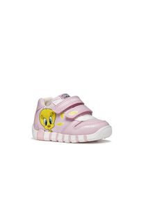 Klettschuh Geox "B IUPIDOO GIRL", M&auml;dchen, Gr. 26, rosa, Lederimitat, Textil, Schuhe Klettschuh, Halbschuh, Sneaker mit Tweety Motiv, Gr&ouml;&szlig;enschablone zum Download