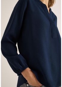 Langarmbluse Cecil, Damen, Gr. M (40), universal blau, Web, Obermaterial: 86% Viskose, 14% Nylon, unifarben, l&auml;ssig geschnitten h&uuml;ftbedeckend, V-Ausschnitt, elastischer Bund, Blusen Langarmbluse, Splitneck und aus Viskose