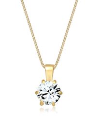 Silberkette Elli "Halskette Solit&auml;r Glas Kristalle Wei&szlig; 925 Sterling Silber" Gr. 45, gold, Halsketten, Damen, 45,mit Stein, Silber 925 (Sterlingsilber), Silberkette