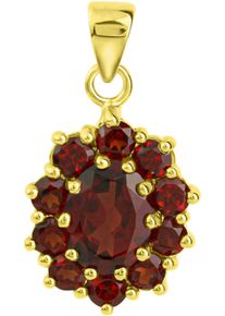 Kettenanh&auml;nger Firetti "Schmuck Geschenk Silber 925 Halsschmuck Anh&auml;nger Blume", gold (gelbgoldfarben, rot, rot), Schmuckanh&auml;nger, Damen, Silber 925 (Sterlingsilber), 2,1 g, Kettenanh&auml;nger, mit Granat