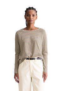 Marc O'Polo Longsleeve MARC O'POLO DENIM, Damen, Gr. L, schwarz braun_multi, Jersey, Obermaterial: 100% Baumwolle, normal, Rundhals, Shirts Longsleeve, relaxed fit aus Loose Knit Jersey