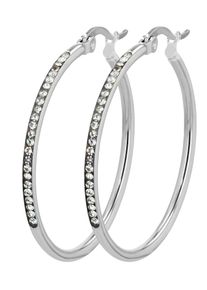 Adelia&acute;s Paar Creolen ADELIA&acute;S "Damen Ohrringe &iquest; Creole aus Edelstahl mit Strass Steinchen", silber, Ohrringe, Damen, Edelstahl, Paar Creolen