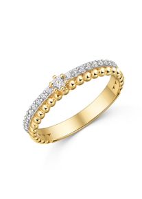 Fingerring Firetti "Schmuck Geschenk Gold 333 Damenring Ring Kugeln bicolor" Gr. 56, gelbgoldfarben, wei&szlig;goldfarben, kristallwei&szlig;, Fingerringe, Damen, 56, Gelbgold 333, 3,3mm, Fingerring, mit Zirkonia (synth.)