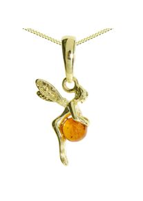 Kette mit Anh&auml;nger OSTSEE-SCHMUCK "- Elfe - Silber 925/000, vergoldet - Bernstein" Gr. 42, gold (goldfarben, gelb), Schmuck_Sets, Damen, 42, Silber 925 (Sterlingsilber), Kette mit Anh&auml;nger