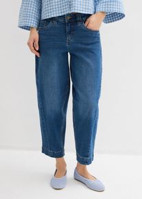bonprix Barrel-Jeans Mid Waist cropped, blau, Gr.48, Barrel-Jeans, Mid Waist, cropped, 99% Baumwolle