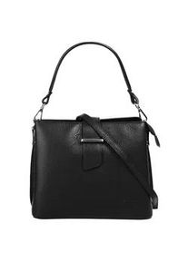 Henkeltasche CLUTY, Damen, Gr. B/H/T: 25cm x 21cm x 12cm onesize, schwarz, Leder, leicht gl&auml;nzend, unifarben, Taschen, echt Leder, Made in Italy