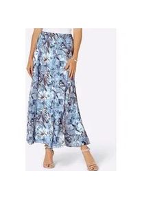 CR&Eacute;ATION L Faltenrock CREATION L, Damen, Gr. 19, blau (hellblau, ecru, bedruckt), 100% Polyester, gebl&uuml;mt, gemustert, lang, R&ouml;cke