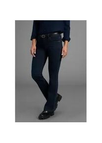 Bootcut-Jeans Arizona "Bund mit seitlichem Gummizugeinsatz", Damen, Gr. 34, N-Gr, blau (rinsed), Jeans, Obermaterial: 98% Baumwolle, 2% Elasthan, Basic, bootcut fit lang, Jeans, hohe Leibh&ouml;he, Bootcut, mit Stretch, klassischer 5-Pocket-Style, Topseller