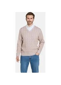 V-Ausschnitt-Pullover Babista "Pullover CARIELLO", Herren, Gr. 50, beige, Obermaterial: 70% Baumwolle CO. 30% Polyacryl PAN., unifarben, normal, V-Ausschnitt, Pullover, im stilvollen Strickmuster