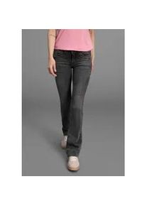 Bootcut-Jeans Arizona "mit Keileins&auml;tzen", Damen, Gr. 96, K + L Gr, grau (grau used), Denim/Jeans, Obermaterial: 76% Baumwolle, 16% Polyester, 7% Viskose, 1% Elasthan, Basic, eng lang, Jeans, ausgestellte Beinform, niedrige Leibh&ouml;he, elastisches Material