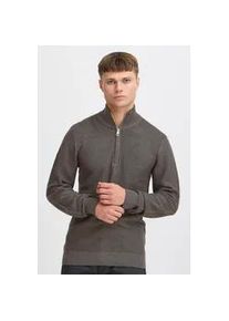 Troyer Blend "BHGomaza", Herren, Gr. L, charcoal mix, Feinstrick, 100% Baumwolle, unifarben, Basic, regular fit normal, ohne Ausschnitt, eingesetzt, Pullover Troyer, Stilvoller Troyer mit Rei&szlig;verschluss