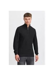 Troyer Blend "BHGomaza", Herren, Gr. XL, schwarz, Feinstrick, 100% Baumwolle, unifarben, Basic, regular fit normal, ohne Ausschnitt, eingesetzt, Pullover Troyer, Stilvoller Troyer mit Rei&szlig;verschluss