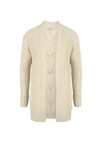 Strickjacke oxmo "Strickjacke OXClea", Damen, Gr. L, grau (oyster grau melange), Grobstrick, Obermaterial: 70% Polyacryl PAN. 20% Polyamid PA. 10% Wolle WO., Strukturmuster, Basic, normal, Strickjacken Strickjacke