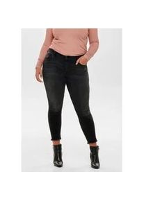 Skinny-fit-Jeans Only CARMAKOMA "CARWILLY REG SK ANK JNS", Damen, Gr. 52, L&auml;nge 32, schwarz (schwarz, used), Jeans, Obermaterial: 92% Baumwolle, 6% Polyester, 2% Elasthan, figurbetont kn&ouml;chelfrei, Jeans, in washed-out Optik, Topseller