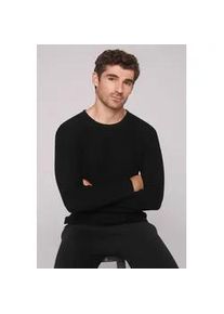 Rundhalspullover CMPD, Herren, Gr. S, schwarz (true schwarz), Feinstrick, Material: 100% Baumwolle, unifarben, regular fit normal, Rundhals, eingesetzt Rollsaum, Pullover Rundhalspullover, mit Rolls&auml;umen