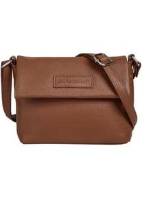 Umh&auml;ngetasche Bruno Banani, Damen, Gr. B/H/T: 19cm x 15cm x 5cm onesize, braun, Leder, leicht gl&auml;nzend, unifarben, Taschen Umh&auml;ngetasche, echt Leder