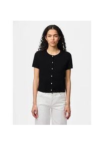 Strickjacke Pieces "PCORINA SS O-NECK KNIT CARDIGAN PW BC", Damen, Gr. L, schwarz, Strick, Obermaterial: 52% Viskose, 28% Polyester, 20% Nylon, unifarben, loose fit kurz, Rundhals, Strickjacken Strickjacke