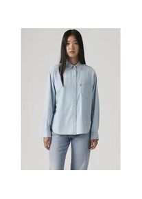 Levi's Jeansbluse LEVI'S "HARLIE BOYFRIEND SHIRT", Damen, Gr. S (36), honestly happy 2, Web, Obermaterial: 100% Baumwolle, unifarben, relaxed fit Po-bedeckend, 2-Knopf-Manschette, Blusen Jeansbluse, mit Brusttasche