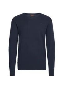 Strickfleece-Pullover INDICODE "Strickpullover IDBellix", Herren, Gr. XL, blau (navy), Obermaterial: 80% Baumwolle CO. 20% Polyamid PA., Pullover