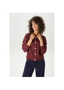 Strickjacke Aniston CASUAL, Damen, Gr. 42, bordeaux, meliert, Strick, Obermaterial: 73% Polyacryl, 24% Polyester, 3% Elasthan, meliert, l&auml;ssig geschnitten kurz, Rundhals, Rippstrickb&uuml;ndchen, Strickjacken Strickjacke, aus effektvollem Melange-Garn