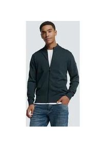 Rundhalspullover NO EXCESS "NO EXCESS Zweifarbige Strickjacke von Timeless Basics", Herren, Gr. XXL, blau (dunkelblau), 34% Cotton, 34% Viscose, 32% Polyester, Pullover Rundhalspullover