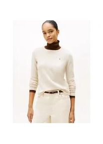 Strickpullover Tommy Hilfiger, Damen, Gr. XXXL(46), heather oatmilk, Strick, Obermaterial: 100% Wolle, unifarben, normal h&uuml;ftlang, Rundhals, offene Kante, Pullover Strickpullover, aus reiner Wolle