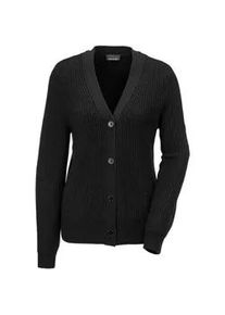 Strickjacke GOLDNER "Kurzgr&ouml;&szlig;e Elegante Strickjacke mit V-Ausschnitt", Damen, Gr. 20, schwarz, Obermaterial: 70% Polyacryl PAN. 30% Schurwolle WV., Rippe, Strickjacken Strickjacke, Hochwertige Strickminderungen
