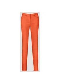 Madeleine Mode Regular-fit-Jeans MADELEINE "Jeans Mid Waist Skinny-Hose mit Fransen", Damen, Gr. 38, N-Gr, lila (cyclam), Obermaterial: 92% Baumwolle CO. 6% Polyester PES. 2% Elasthan EL., Jeans