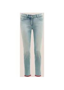 Madeleine Mode Regular-fit-Jeans MADELEINE "Jeans Jeans mit farbigem Beinabschluss", Damen, Gr. 44, N + K Gr, blau (blau, bleached), Obermaterial: 99% Baumwolle CO. 1% Elasthan EL., Jeans