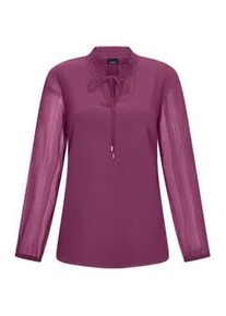 Chiffonbluse GOLDNER "Elegante Jersey-Bluse mit Rundhals", Damen, Gr. 50, pink (beere), Obermaterial: 100% Polyester PES., Blusen Chiffonbluse