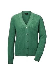 Strickjacke GOLDNER "Elegante Strickjacke mit V-Ausschnitt", Damen, Gr. 46, gr&uuml;n, Obermaterial: 70% Polyacryl PAN. 30% Schurwolle WV., Rippe, Strickjacken Strickjacke, Hochwertige Strickminderungen