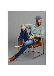 Rundhalspullover DELMAO "Neue Kollektion Feinstrick", Herren, Gr. S (44/46), gr&uuml;ngrau, Strick, Obermaterial: 100% Baumwolle, unifarben, Basic, Basic schmal, Rundhals, Rippb&uuml;ndchen, Pullover Rundhalspullover, in Feinstrick, ideal f&uuml;r die &Uuml;bergangszeit