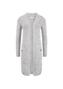 Strickjacke oxmo "Strickjacke OXPhiletta", Damen, Gr. S, grau (lig grau m), Obermaterial: 100% Baumwolle CO., Strickjacken Strickjacke