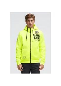 Kapuzensweatjacke CAMP DAVID, Herren, Gr. L, gelb, Material: 65% Polyester, 35% Baumwolle, bedruckt, bestickt, regular fit normal, hoch geschlossener Ausschnitt, eingesetzt Rippb&uuml;ndchen, Sweatjacken, mit Baumwolle