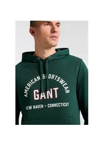 Sweatshirt Gant "PRINTED GRAPHIC", Herren, Gr. L, gr&uuml;n (tartan gr&uuml;n), Sweatware, Obermaterial: 87% Baumwolle, 13% Polyester, unifarben, regular fit normal, Rundhals, B&uuml;ndchen, Sweatshirts Sweatshirt, mit Kapuze, regular fit, K&auml;ngurutasche