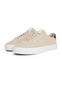 Sneaker Tommy Hilfiger "PREMIUM DRESS CUPSOLE SUEDE", Herren, Gr. 43, beige, Veloursleder, Schuhe Sneaker, Freizeitschuh, Halbschuh, Schn&uuml;rer mit seitlicher Logopr&auml;gung