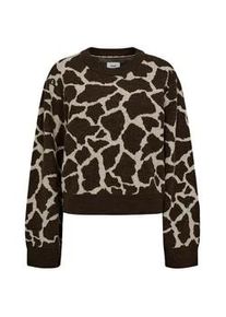 N&uuml;mph Strickpullover N&Uuml;MPH "N&uuml;mph Sweater NUGRIF", Damen, Gr. L, schwarz coffee, Obermaterial: 38% Polyamid, 27% Baumwolle, 16% Polyacryl, 15% Wolle, 4% Alpaka, Pullover Strickpullover