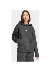 Kapuzensweatshirt Adidas SPORTSWEAR "ALL SZN HOLIDAY GLITTER FLEECE LOOSE HOODIE", Damen, Gr. L, schwarz, Obermaterial: 68% Baumwolle, 18% Polyester, 8% Polyamid, 6% metallisierte Fasern, angesetztes B&uuml;ndchen, Sweatshirts