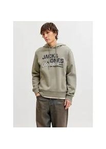 Jack & Jones Kapuzensweatshirt JACK & JONES "JJELOGO SWEAT HOOD 2 COL 25/26 NOOS", Herren, Gr. M, vetiver, angeraute Sweatware, Obermaterial: 70% Baumwolle, 30% Polyester, bedruckt, regular fit normal, Rundhals, Rippb&uuml;ndchen, Sweatshirts, mit stylischem Print