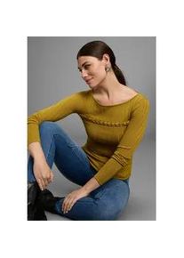 Strickpullover Bruno Banani, Damen, Gr. 36, gr&uuml;n, Rippstrick, Obermaterial: 70% Viskose, 30% Polyamid, Flechtoptik, unifarben, figurbetont h&uuml;ftbedeckend, Rundhals, Pullover Strickpullover, mit tollem, geflochtenem Detail