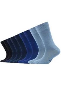9er Pack s.Oliver Essentials Gek&auml;mmte Baumwolle Crew Socken Kinder 0030 - blue 23-26