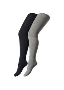 2er Pack Camano Soft Originals Bio-Baumwolle Strumpfhosen Kinder 0010 - light grey + navy 134/146