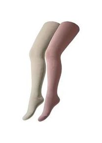 2er Pack Camano Soft Originals Bio-Baumwolle Strumpfhosen Kinder 4290 - silver rose +offwhite 152/164