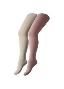 2er Pack Camano Soft Originals Bio-Baumwolle Strumpfhosen Kinder 4290 - silver rose +offwhite 122/128